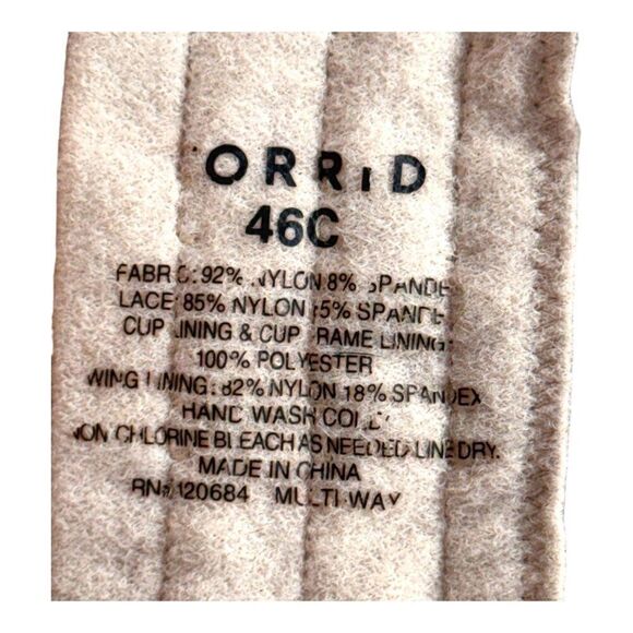 Lace Underwire Bra 46C Beige Torrid Strapless Convertible Push-Up Tan Nude - Picture 5 of 5